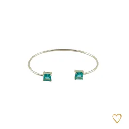 Pulseira bracelete pedra quadrada verde