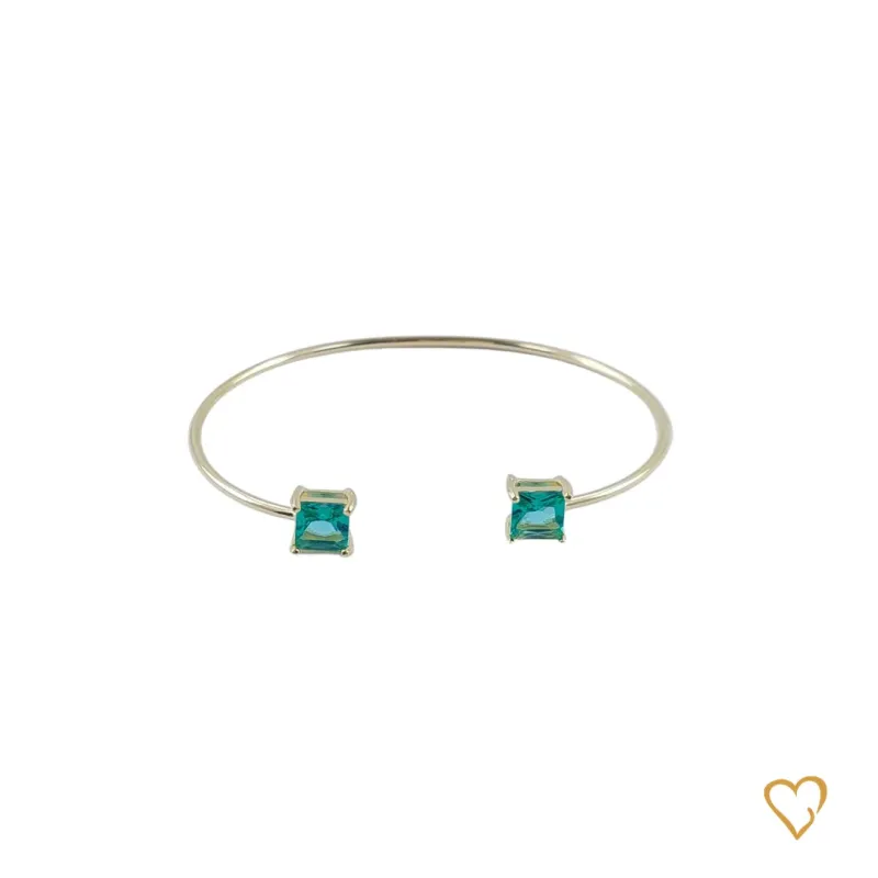 Pulseira bracelete pedra quadrada verde