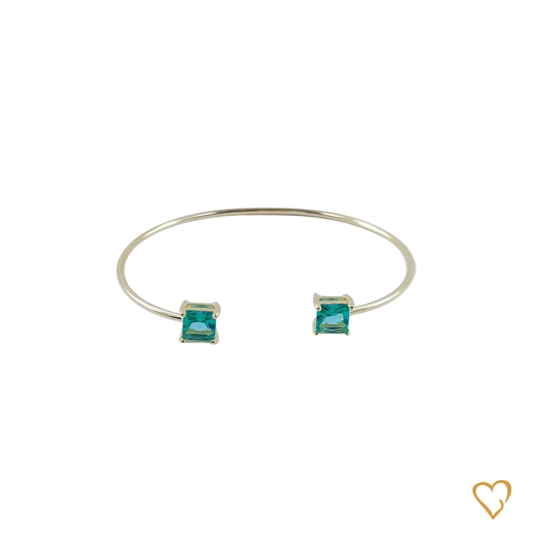Pulseira bracelete pedra quadrada verde